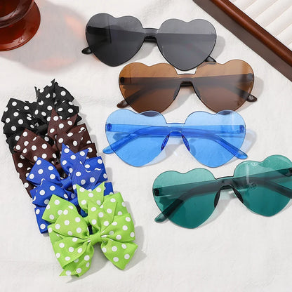 Girls' Hair Bow Clips - 3-Piece Solid Dot Boutique Bowknot Hair Accessories