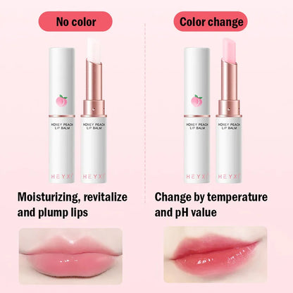 Honey Peach Color-Changing Lip Balm & Lipstick – Hydrating Lip Plumper, Moisturizing & Nourishing Beauty Care Cosmetics for Soft Smooth Lips