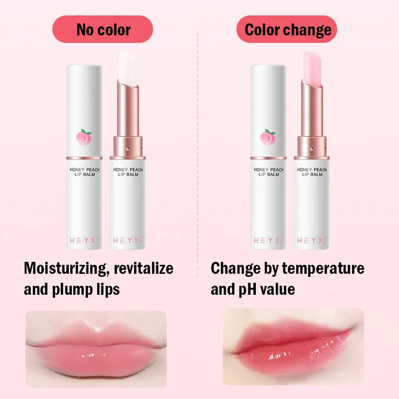 Honey Peach Color-Changing Lip Balm – Moisturizing Lip Plumper Hydrating Nourishing Lip Care Cosmetic