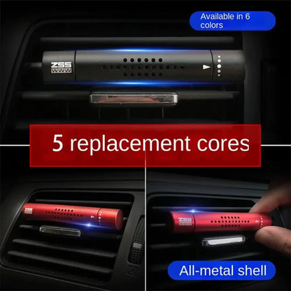 Car Air Vent Freshener – Metal Perfume Diffuser Clip with 5 Aroma Fragrance Sticks for Auto Interior