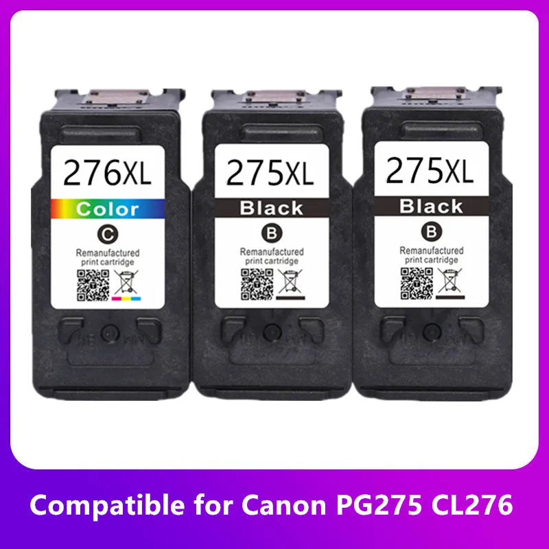 Remanufactured Canon 275XL 276XL Ink Cartridges Set – PG275 CL276 Compatible Printer Ink for Canon TS3522, TS3520 & TR4720