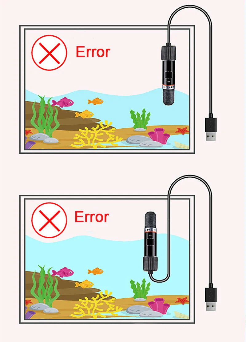 USB Mini Aquarium Heating Rod – 10W Submersible Thermostat Heater for Small Fish Tanks, 26°C Constant Temperature