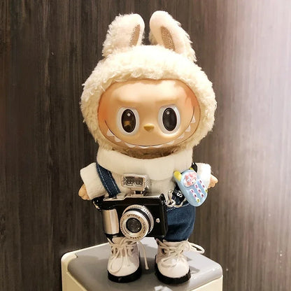 17cm Labubu Idol Dolls Clothes - Kpop EXO DIY Accessories, Cute Mini Plush FEAR Hoodie Se