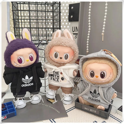15/17cm Labubu V1 V2 Doll Clothing Set – Fashion Hoodie & Pants, Korean Idol Style DIY Accessories Toy Gift