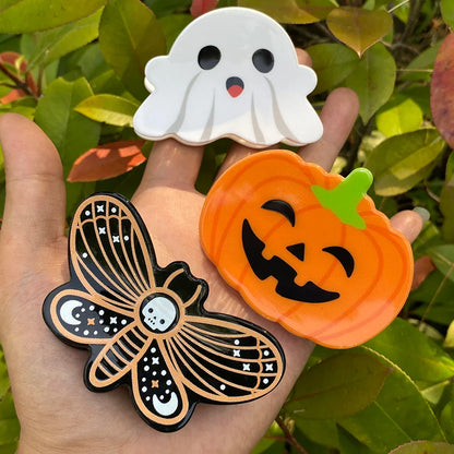 AENSOA Halloween Hairpin | Pumpkin, Skull, Butterfly & Ghost Acrylic Shark Clip for Women