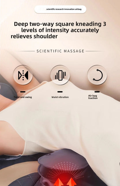 Upgraded Large Area Heated Neck Massager – Vibration Airbag Full Body Massage Mat with Lumbar Traction and Remote Control
