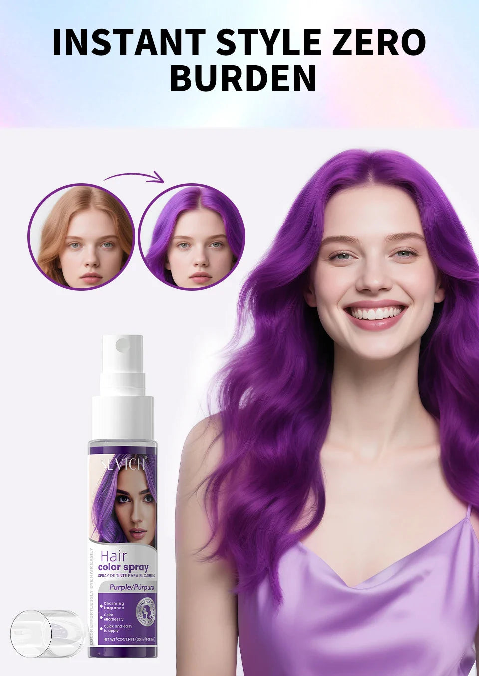 Temporary Hair Color Spray – 30ml DIY Hair Dye for Halloween, Parties & Instant Styling