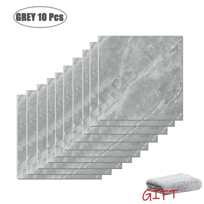 10-50Pcs PVC Marble Wall Stickers — Self-Adhesive Thickened Waterproof Tile Stickers for Bathroom Kitchen Floor Home Decor