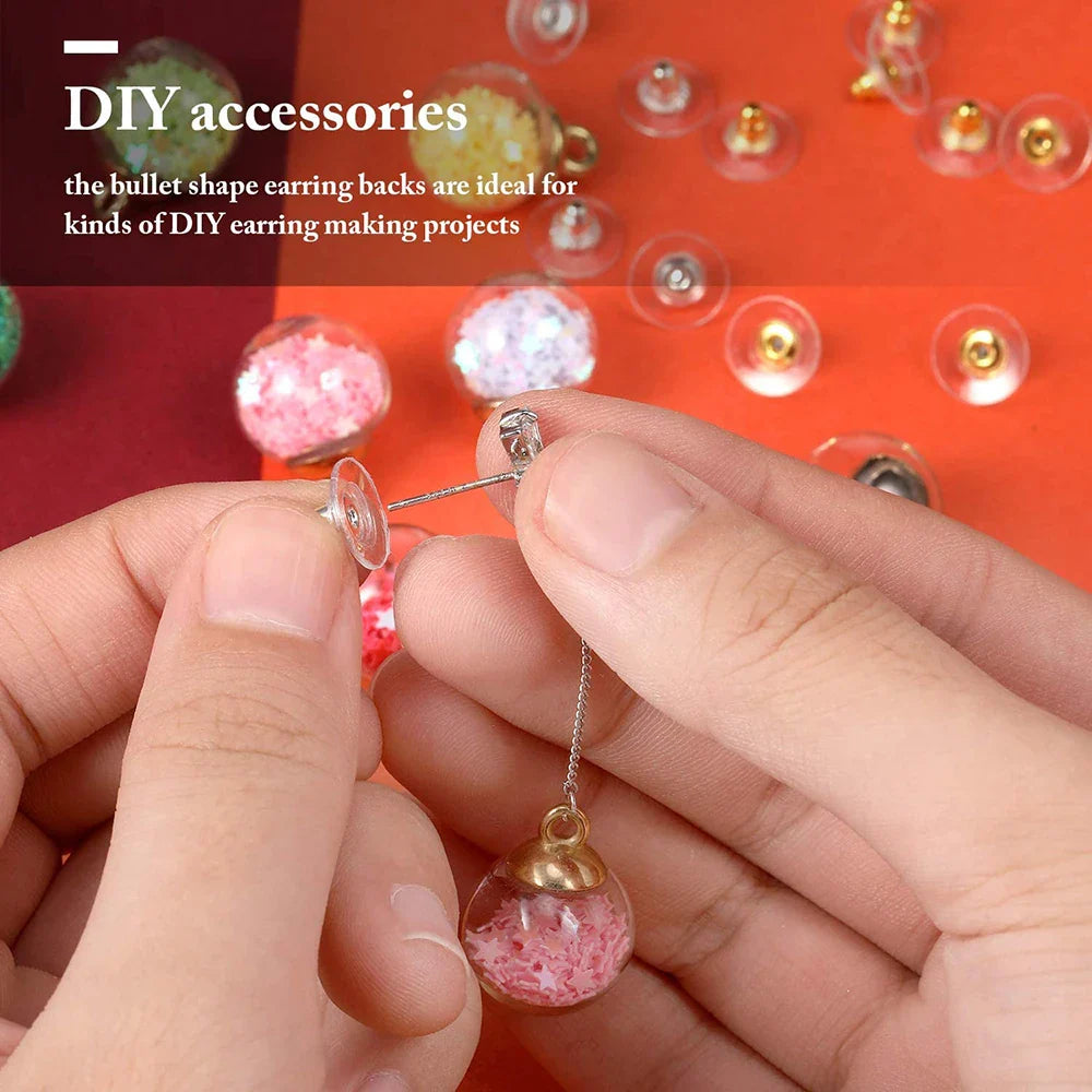 100-200PCS Rubber Earring Backs & Fishhook Ear Stoppers for Jewelry Making and DIY Earring Repairs