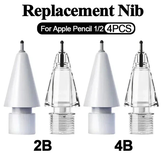 4X Replacement Tips for Apple Pencil 1 & 2 | Soft Silicone Protective Nibs for Touch Screen Stylus