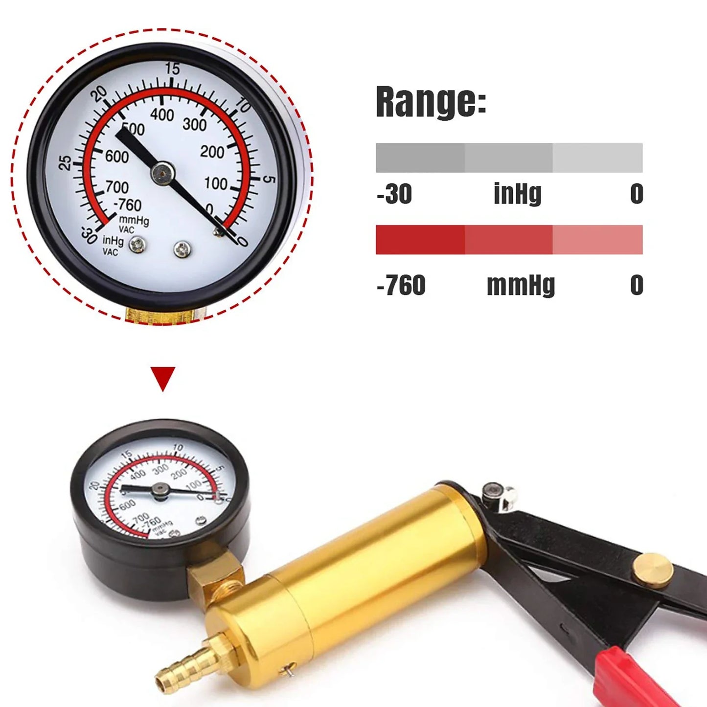 CAER Manual Brake Bleeder & Vacuum Pump Kit – 2-in-1 Handheld Automotive Fluid Tester with Gauge & Adapters