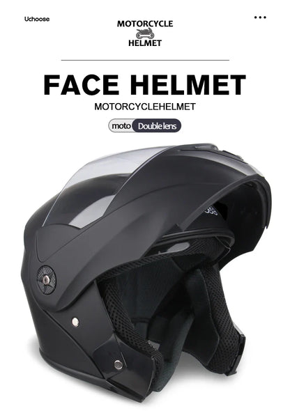 New Full Face Motorcycle Helmet – Racing Helmet with Double Sun Visor & Flip-Up Double Lens for Men & Women, DOT Certified