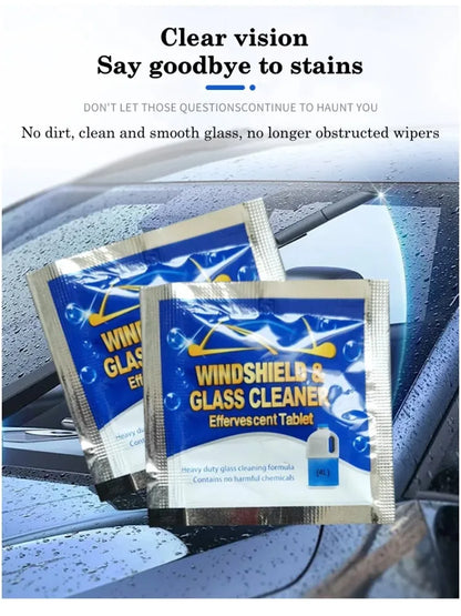 Car Windshield Glass Washer Tablets | Concentrated Effervescent Fluid for Car Wipers & Window Cleaning