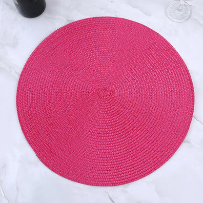 38cm Round Braided Tableware Mat – Washable, Anti-Slip, Heat-Resistant Dining Placemat and Drink Coaster for Home Decor