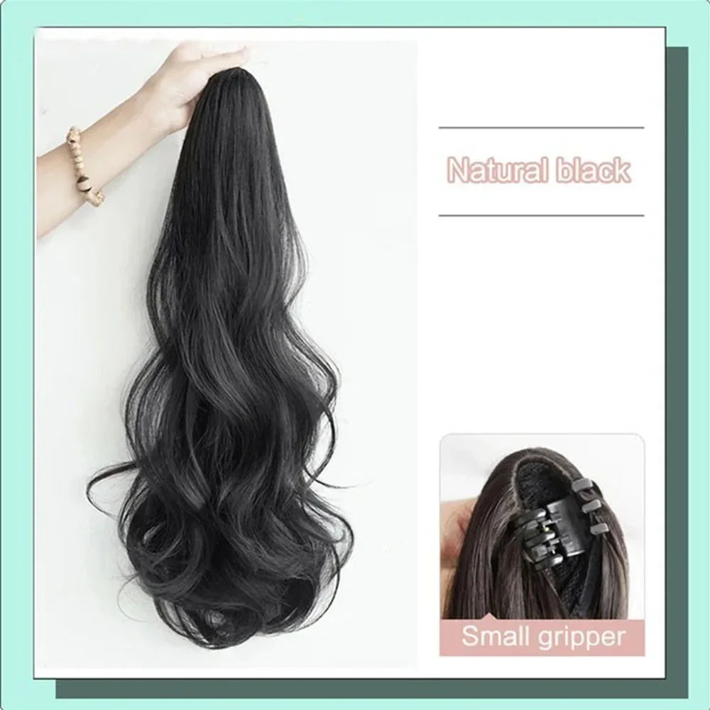 50cm Synthetic Straight Claw Clip-On Ponytail Extension – Heat Resistant Hairpiece for Women, Daily Wear & Party Styling