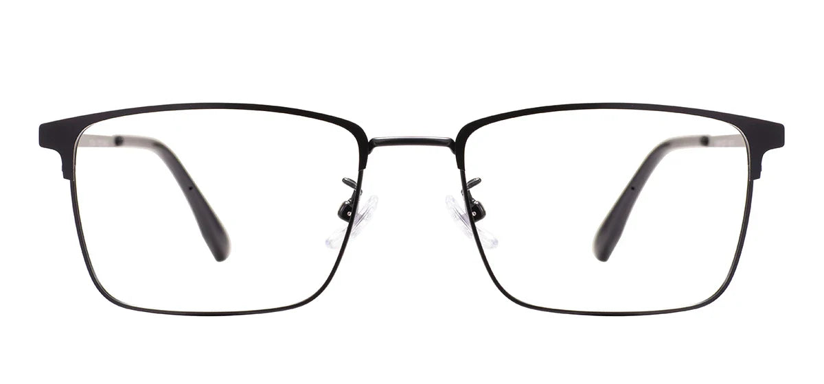 Comfortable Rectangular Men’s Business Glasses – Full Rim Browline Metal Frame for Optical Prescription Lenses