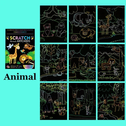 Children’s Scratch Painting Set – Colorful Cartoon DIY Drawing Toy for Early Education & Birthday Gifts