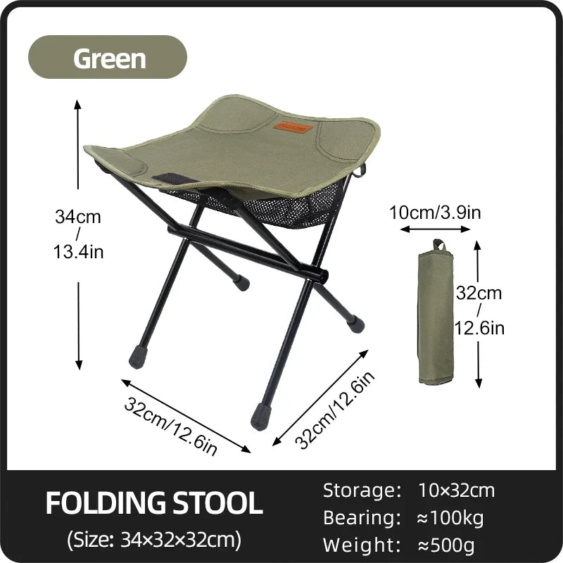 Portable Folding Camping Stool Aluminum Alloy Lightweight Outdoor Fishing & Picnic Chair