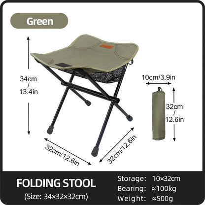 Portable Folding Camping Stool Aluminum Alloy Lightweight Outdoor Fishing & Picnic Chair