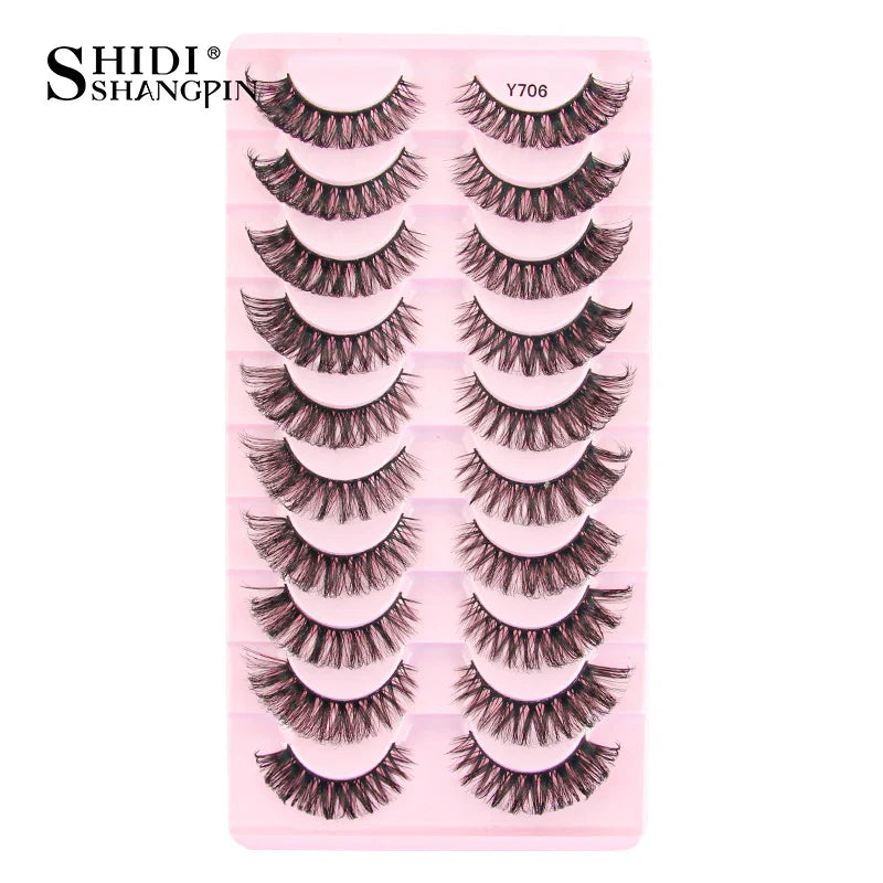 SHIDISHANGPIN 5/10 Pairs Cat Eye False Lashes – 3D Mink Half Lashes, Eyelash Extensions for Natural Makeup, Faux Cils Maquiagem