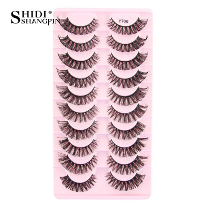SHIDISHANGPIN 5/10 Pairs Cat Eye False Lashes – 3D Mink Half Lashes, Eyelash Extensions for Natural Makeup, Faux Cils Maquiagem
