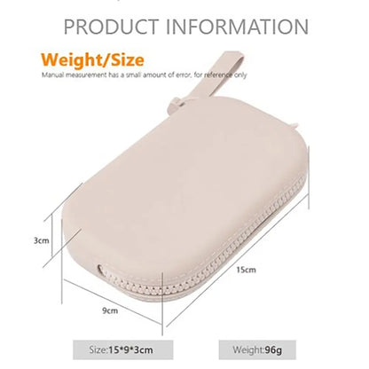 Silicone Cosmetic & Organizer Bag — Vintage Waterproof Zipper Pouch for Earphones, Coins, Travel, Women & Girls