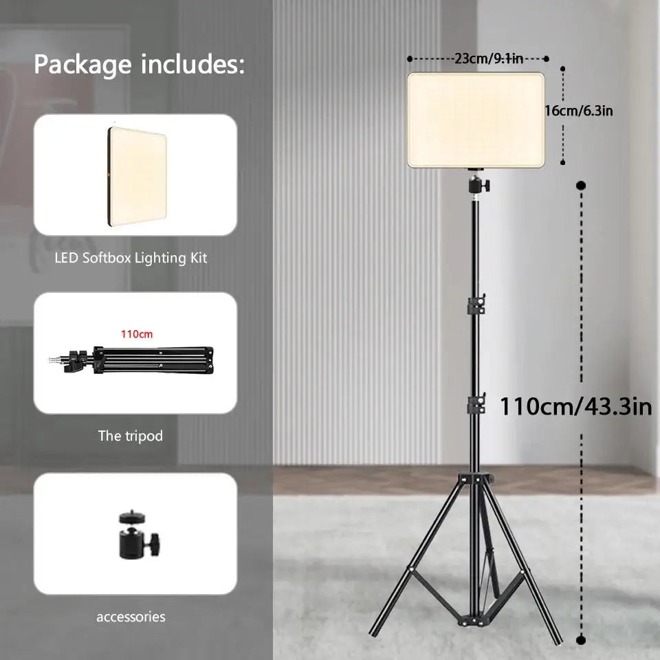 LED Video Light with Tripod – Studio & Conference Lighting for Live Streaming, TikTok, Zoom, Photography