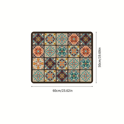 50x60cm Vintage Checkered Washing Machine Dust Cover – Quick-Dry, Absorbent Protective Top Mat for Washer & Dryer