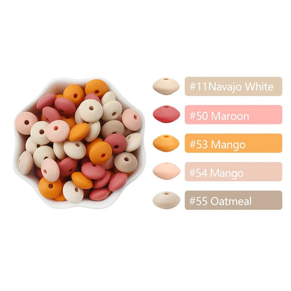 100/50/20Pcs Silicone Lentil Beads - 12mm BPA Free Loose Spacer Beads for DIY Jewelry Making Bracelets Necklaces Keychains