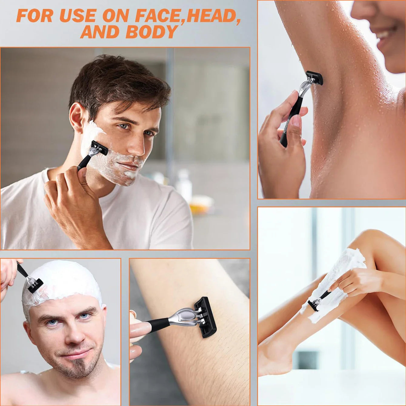 Men’s 7-Layer Stainless Steel Safety Razor – Washable Manual Shaver with Beard Guard & Metal Razor Holder