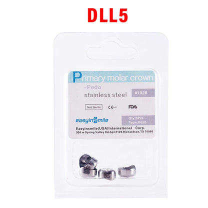 5PCS EASYINSMILE Kids Stainless Steel Dental Crowns – Primary Molar Teeth Refill D2-D7