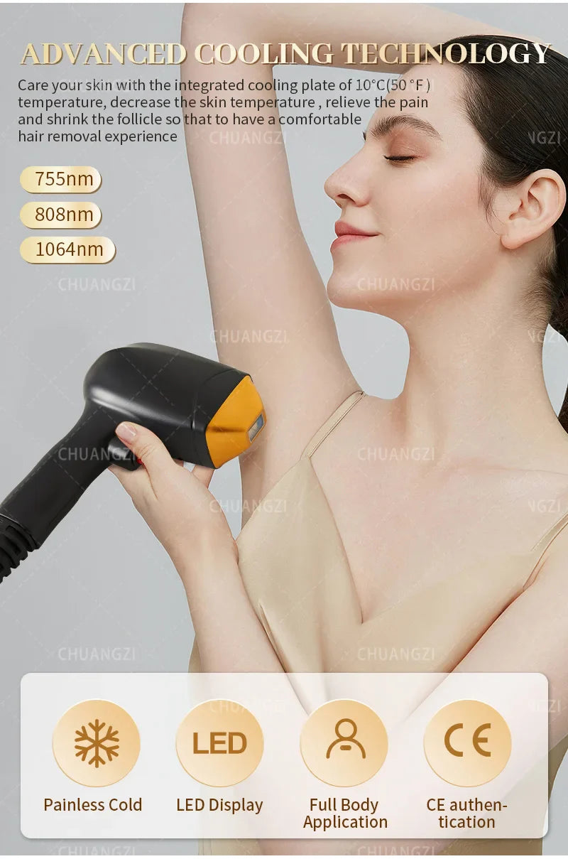 2025 3000W Alexandrite Ice Platinum Laser Epilator – Professional Diode Laser Hair Remover for Women, Permanent Results