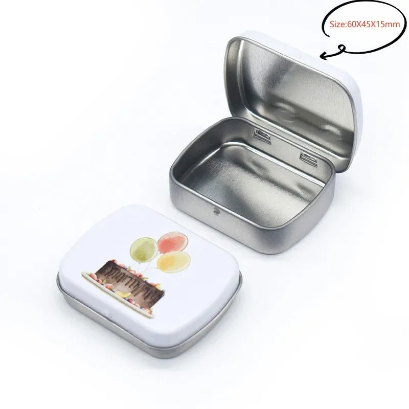 Square Silver Tin Storage Boxes – Small Metal Box for Jewelry, Keys, Coins & Wedding Candy