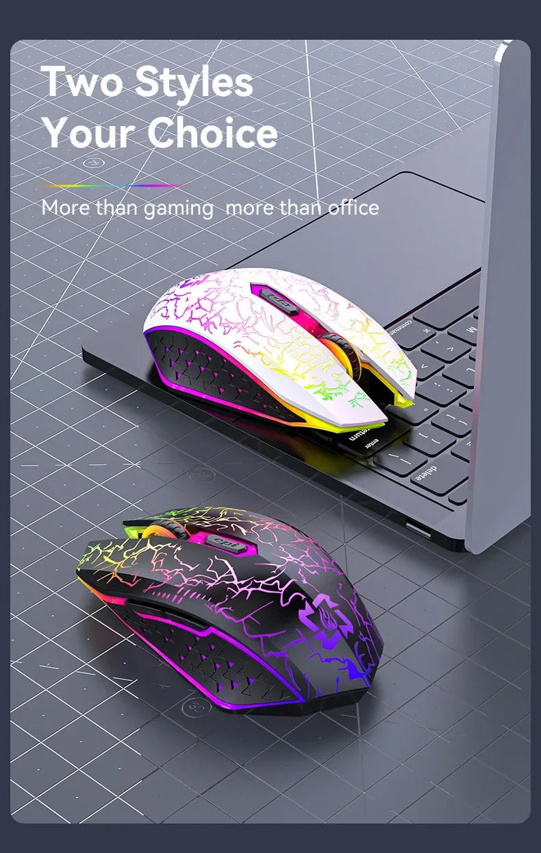 Bluetooth 5.2 Wireless RGB Mouse – Dual-Mode 2.4G Gaming Mouse with 6 Buttons, Silent Click for MacBook, Tablet, Laptop, PC
