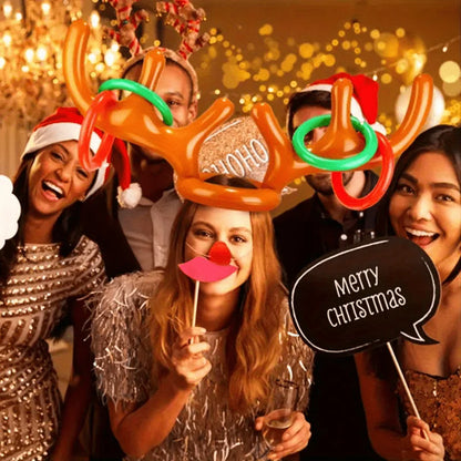 1/2PCS Inflatable Reindeer Antler Ring Toss Game – Christmas, New Year & Birthday Party Decorations