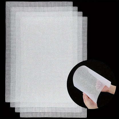 4PCS White Plastic Canvas Sheets – 30x20cm DIY Mesh for Embroidery & Woven Crafts