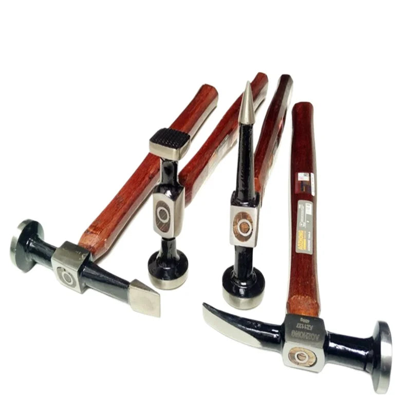 Sheet Metal Hammer with Walnut Wood Handle – Professional Multifunctional Auto Body & Mechanical Workshop Car Repair Tool