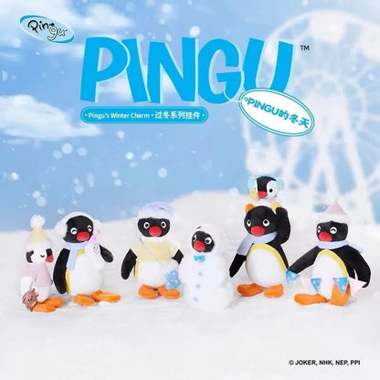 New Genuine Pingu Plush Doll – Winter-Themed Penguin Family Bag Hanging Decoration, Cute Plush Toy & Customized Gift