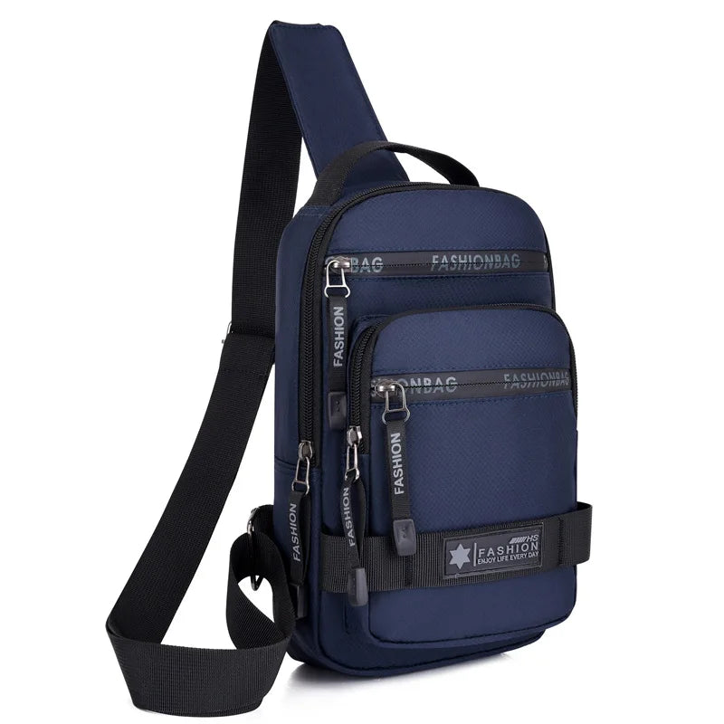 Men’s Chest Bag – Large Capacity Lightweight Nylon Crossbody Shoulder Backpack for Travel, Korean Style
