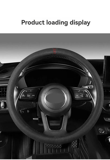 All-Season Suede Steering Wheel Cover — Ultra-Thin, Non-Slip, Breathable Fit for Round & D-Shaped Wheels