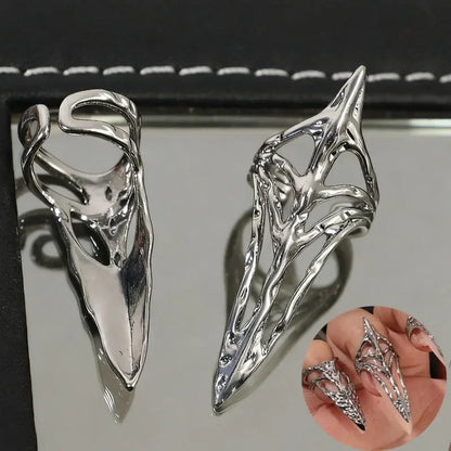 New Gothic Rock Punk Fingertip Nail Ring | Metal Manicure Jewelry Accessories for Women, Party & Gift for Girlfriends