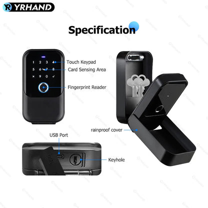 YRHAND TTlock Smart Fingerprint Lock Box – Digital Password, IC Card, Tuya Electronic Portable IP66 Security for Smart Home