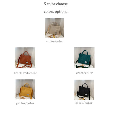 Rilibegan Shoulder Bag for Women - New Style Simple Corduroy, Large Capacity, Small Square Handbag, Trendy and Portable