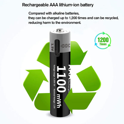 MATOV USB Rechargeable Li-ion AA 3400mWh & AAA 1100mWh 1.5V Batteries Pack