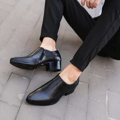 Men’s Genuine Leather Pointed Toe Shoes - Business Wedding Dress Loafers with Stylish Formal Design