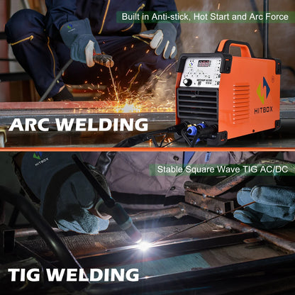 HITBOX 200A 6-in-1 HF TIG AC/DC Aluminum Welder — MMA ARC Argon Digital Pulse Stainless Welding Machine, 2T/4T HBT250P 220V