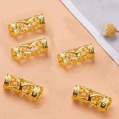5Pcs Viking Metal Hair Braid Beads – Antique Silver & Gold Dreadlock Rings Clips Retro Hair Accessories for Braids & Styling