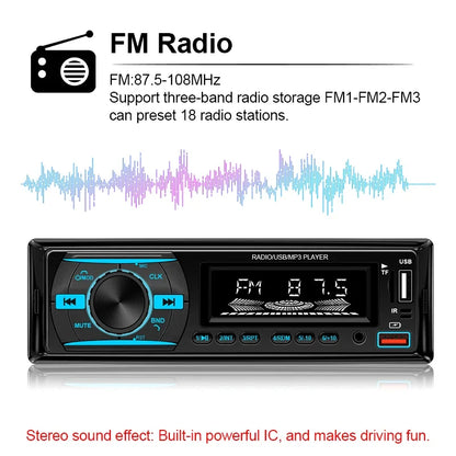 Hippcron 1Din Bluetooth Car Stereo Radio - MP3 Player with FM, AUX, USB & TF Card