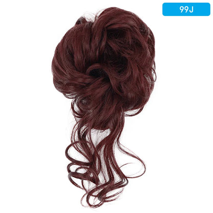 AZQUEEN Messy Bun Hair Extension – Synthetic Curly Wave Chignon Scrunchie, Elastic Band Updo Hairpiece for Women