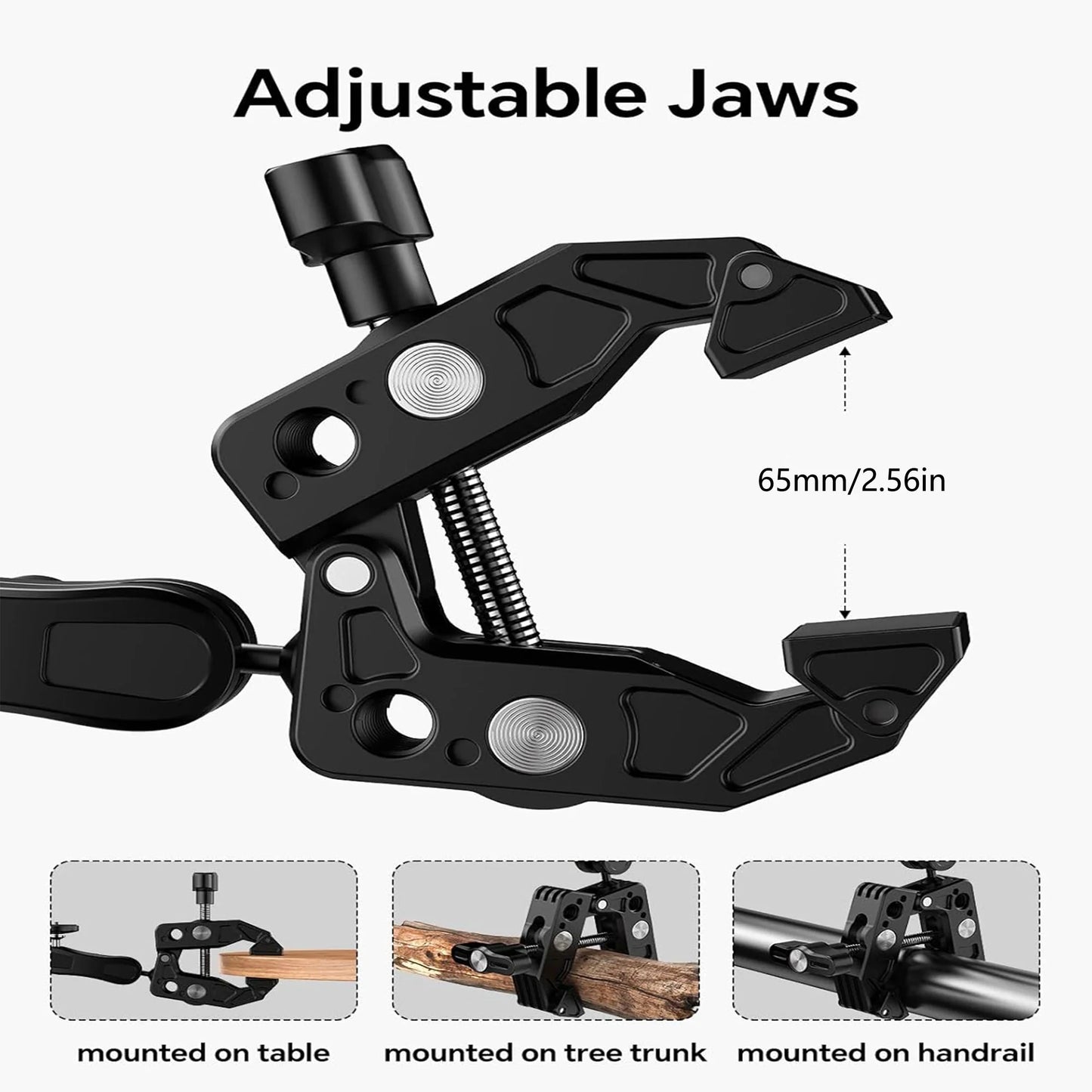 Multifunctional Crab Clamp Mount – Heavy Duty Metal Sports Camera & Phone Holder with Universal PTZ Arm for Outdoor Photography & Expansion Rig Setup